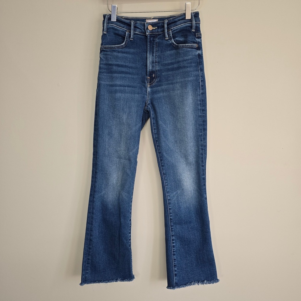 MOTHER The Hustler Ankle Fray Women 25 High Rise Flare Grasping At Straws